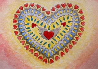 Hart met gevleugeld hart in het midden