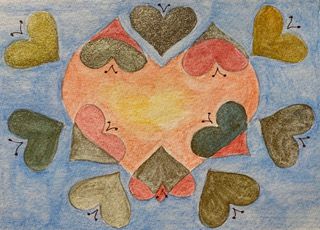 Hart in een gekleurd spinnenweb