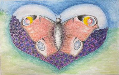 Hart met een vlinder er in