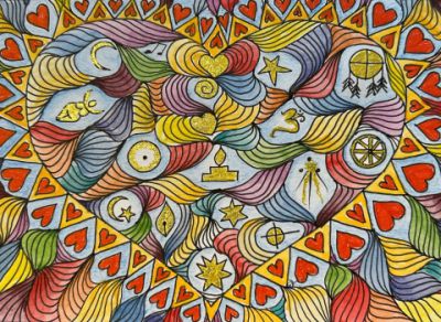 Geel, oranje,rood hart